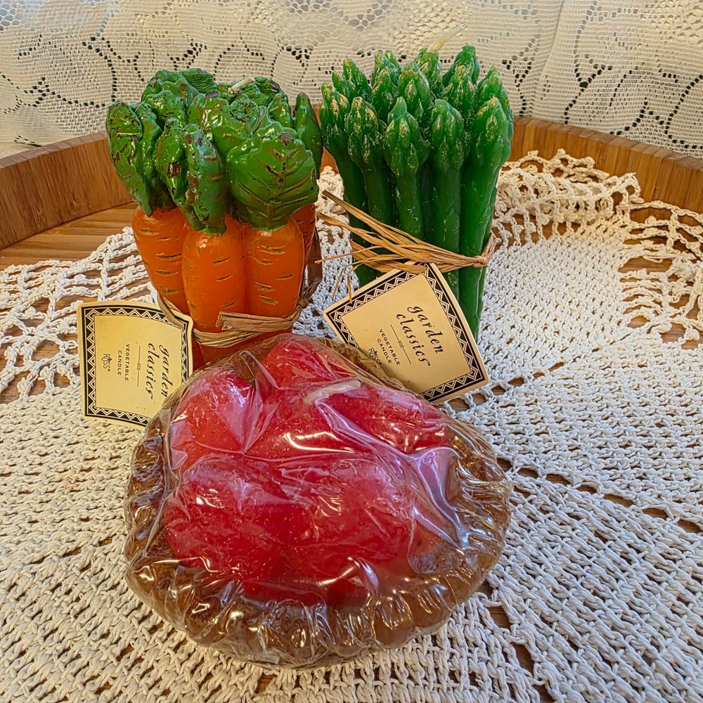 Garden Classics Vegetable Candles Fruit Tart Pie Set Lot Vintage Kitchen Decor